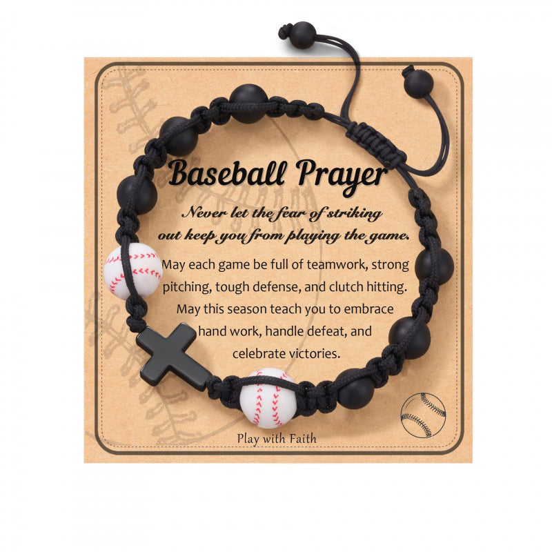 Eastern Mystiques Cross Movement Bracelet Handwoven ToMySon Gift Volleyball Soccer Baseball Black Matte Movement Bracelet