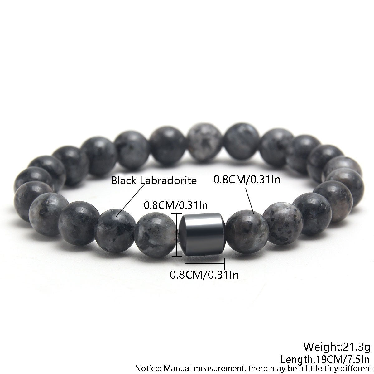 Eastern Mystiques Black Gallstone Volcanic Stone Tiger Eye Stone 8mm Natural Stone Beaded Bracelet Elastic Cord Bracelet