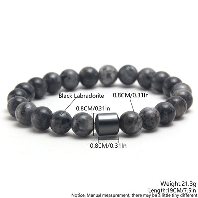 Eastern Mystiques Black Gallstone Volcanic Stone Tiger Eye Stone 8mm Natural Stone Beaded Bracelet Elastic Cord Bracelet