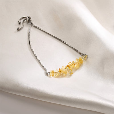 Eastern Mystiques Natural Crystal Bracelet Crushed Stone Beaded Handmade Adjustable Stainless Steel Chain Bracelet