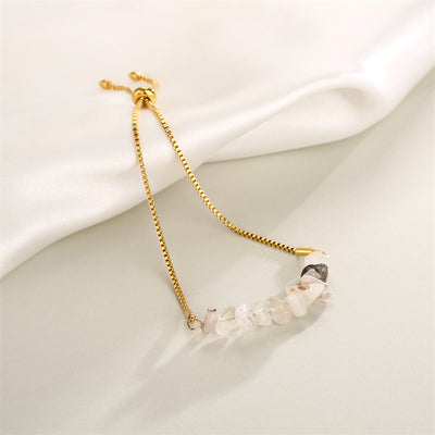 Eastern Mystiques Natural Crystal Bracelet Crushed Stone Beaded Handmade Adjustable Stainless Steel Chain Bracelet
