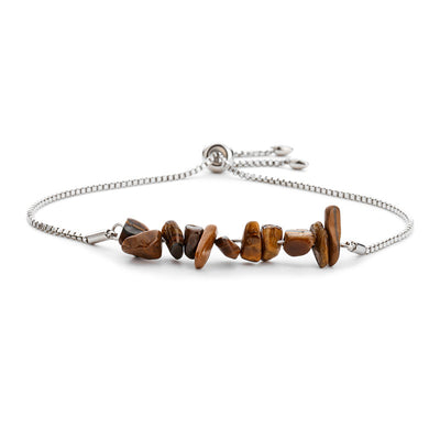 Eastern Mystiques Natural Crystal Bracelet Crushed Stone Beaded Handmade Adjustable Stainless Steel Chain Bracelet