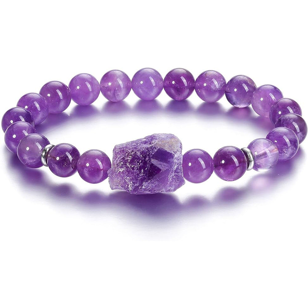 Eastern Mystiques Fashion Amethyst Raw Stone Elastic Bracelet Irregular Natural Stone Energy Transfer Women's Bracelet