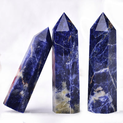 Eastern Mystiques Natural Crystal Column Amethyst Tiger Eye Stone Lapis Lazuli Hand-polished Mineral Home Decoration Series