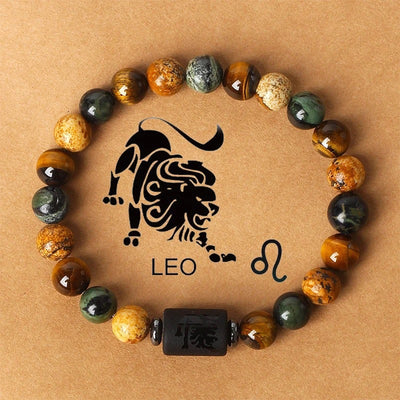 Eastern Mystiques 18cm Natural Stone Bracelet Bead Bracelet Twelve Constellations Tiger Eye Stone Picture Stone Bracelet Jewelry Bangle