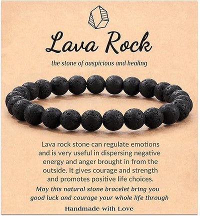 Eastern Mystiques Hot Selling Natural Stone with Card Paper Beaded Elastic Cord Bracelet Crystal Agate Tiger Eye Stone Wholesale Bracelet Jewelry