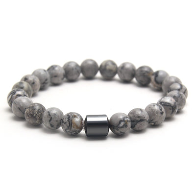 Eastern Mystiques Black Gallstone Volcanic Stone Tiger Eye Stone 8mm Natural Stone Beaded Bracelet Elastic Cord Bracelet