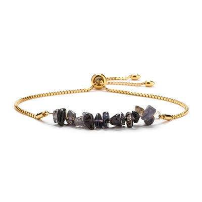 Eastern Mystiques Natural Crystal Bracelet Crushed Stone Beaded Handmade Adjustable Stainless Steel Chain Bracelet