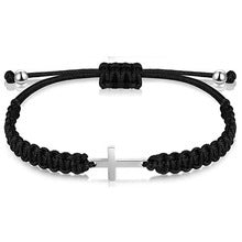 Eastern Mystiques Handmade Rope Woven Cross Bracelet Stainless Steel Pendant Birthday Gift Woven Steel Color Faith Cross Bracelet