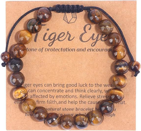 Eastern Mystiques Hot Selling Natural Stone with Card Paper Beaded Elastic Cord Bracelet Crystal Agate Tiger Eye Stone Wholesale Bracelet Jewelry