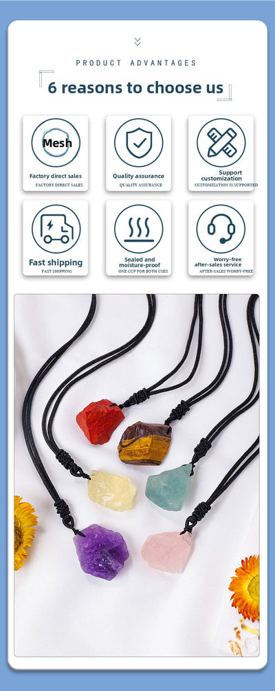 Eastern Mystiques Natural Crystal Rough Pendant Pink Crystal Amethyst Citrine Rough Necklace Jewelry Pendant Wholesale