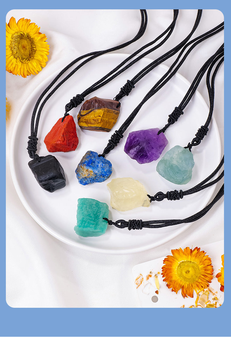 Eastern Mystiques Natural Crystal Rough Pendant Pink Crystal Amethyst Citrine Rough Necklace Jewelry Pendant Wholesale