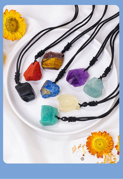 Eastern Mystiques Natural Crystal Rough Pendant Pink Crystal Amethyst Citrine Rough Necklace Jewelry Pendant Wholesale