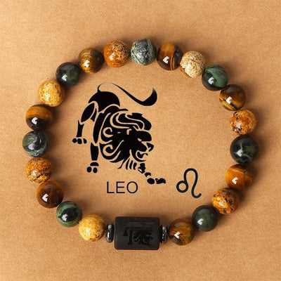 Eastern Mystiques 18cm Natural Stone Bracelet Bead Bracelet Twelve Constellations Tiger Eye Stone Picture Stone Bracelet Jewelry Bangle