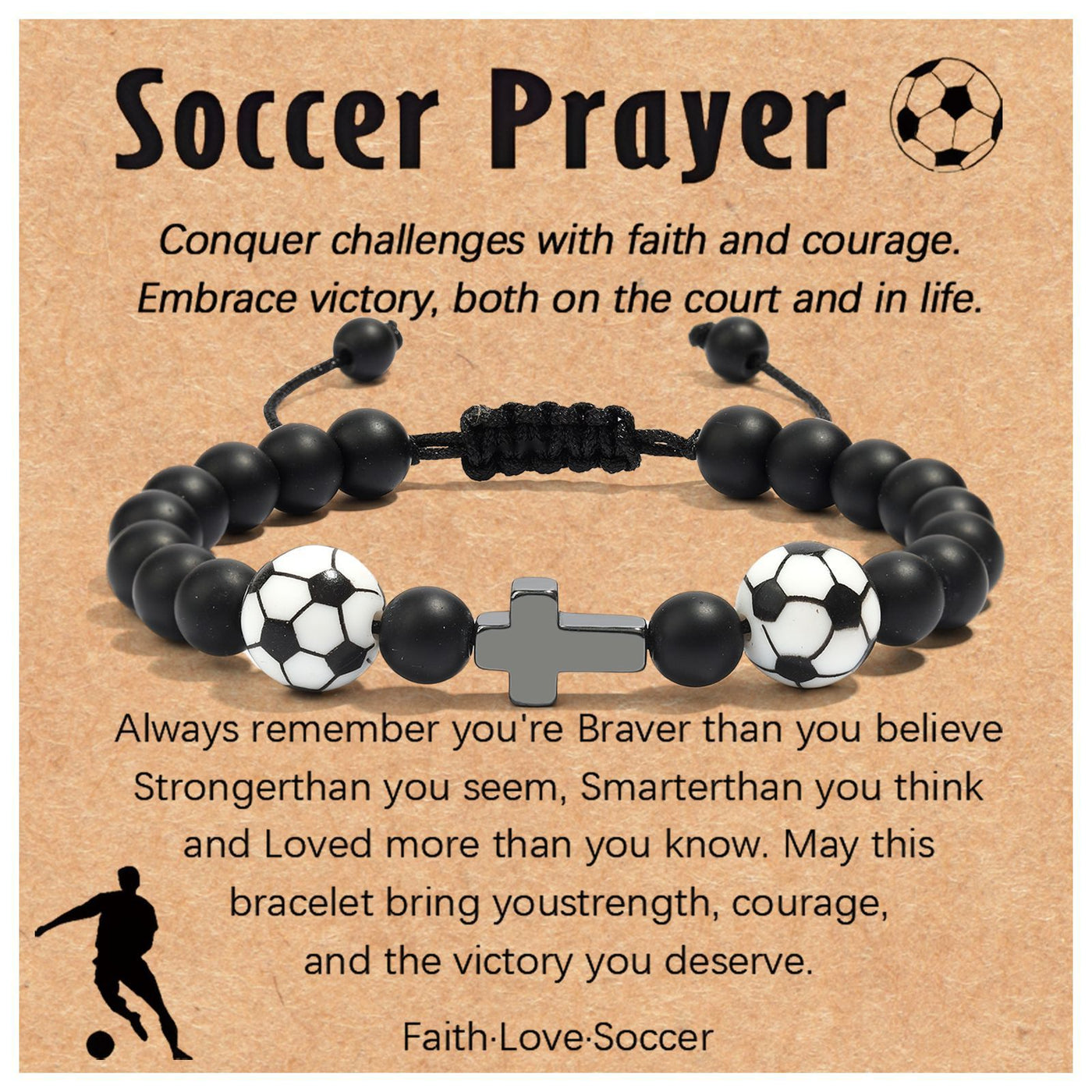 Eastern Mystiques Black Matte Sports Bracelet 8mm Black Matte Beads Black Gallstone Cross Woven Black Matte Baseball Bracelet