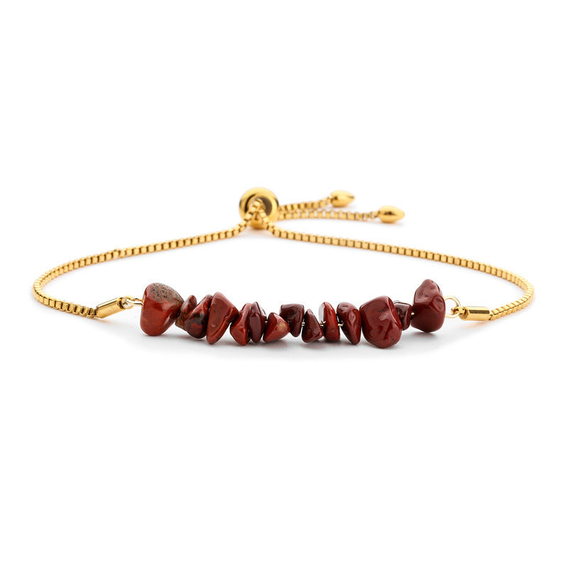 Eastern Mystiques Natural Crystal Bracelet Crushed Stone Beaded Handmade Adjustable Stainless Steel Chain Bracelet