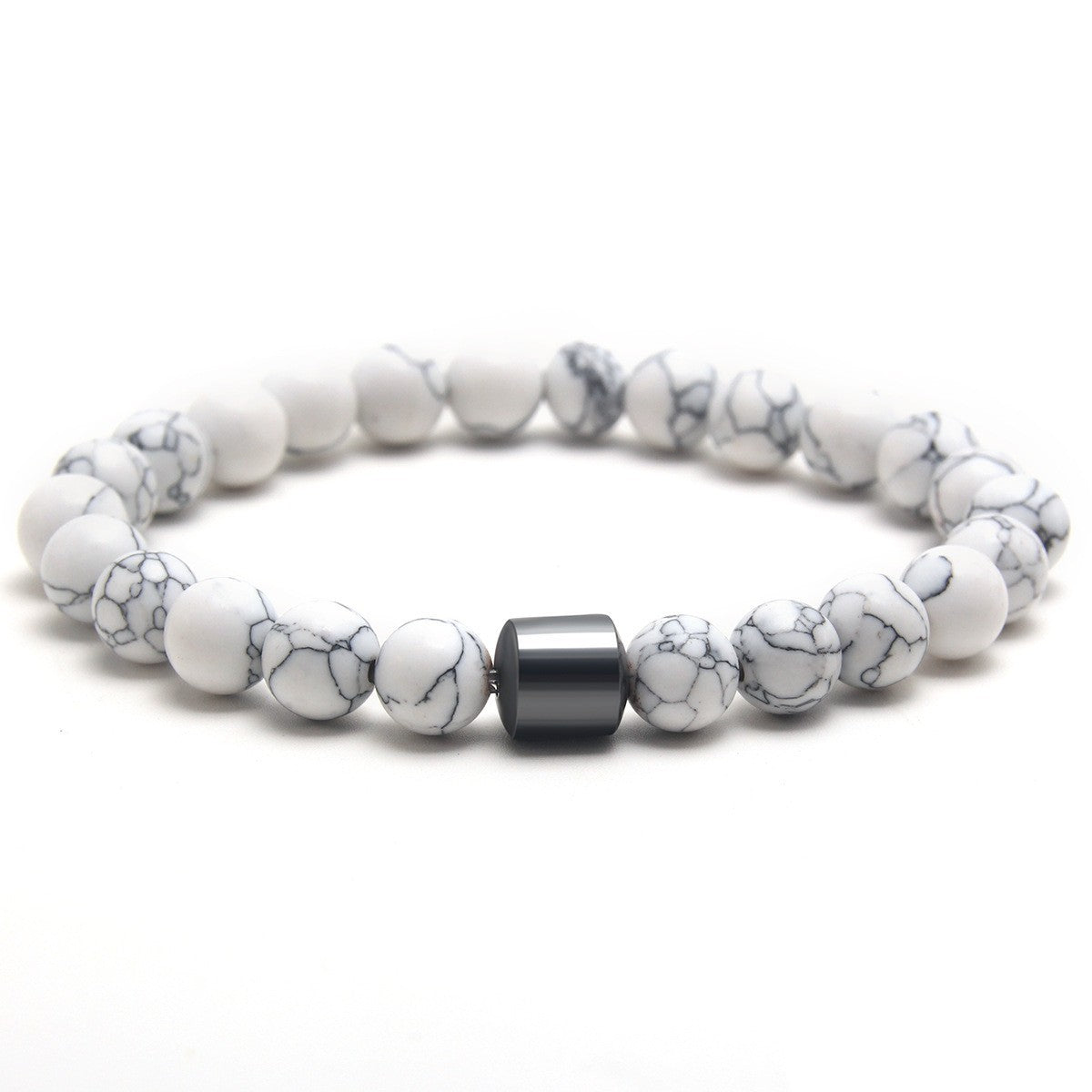 Eastern Mystiques Black Gallstone Volcanic Stone Tiger Eye Stone 8mm Natural Stone Beaded Bracelet Elastic Cord Bracelet