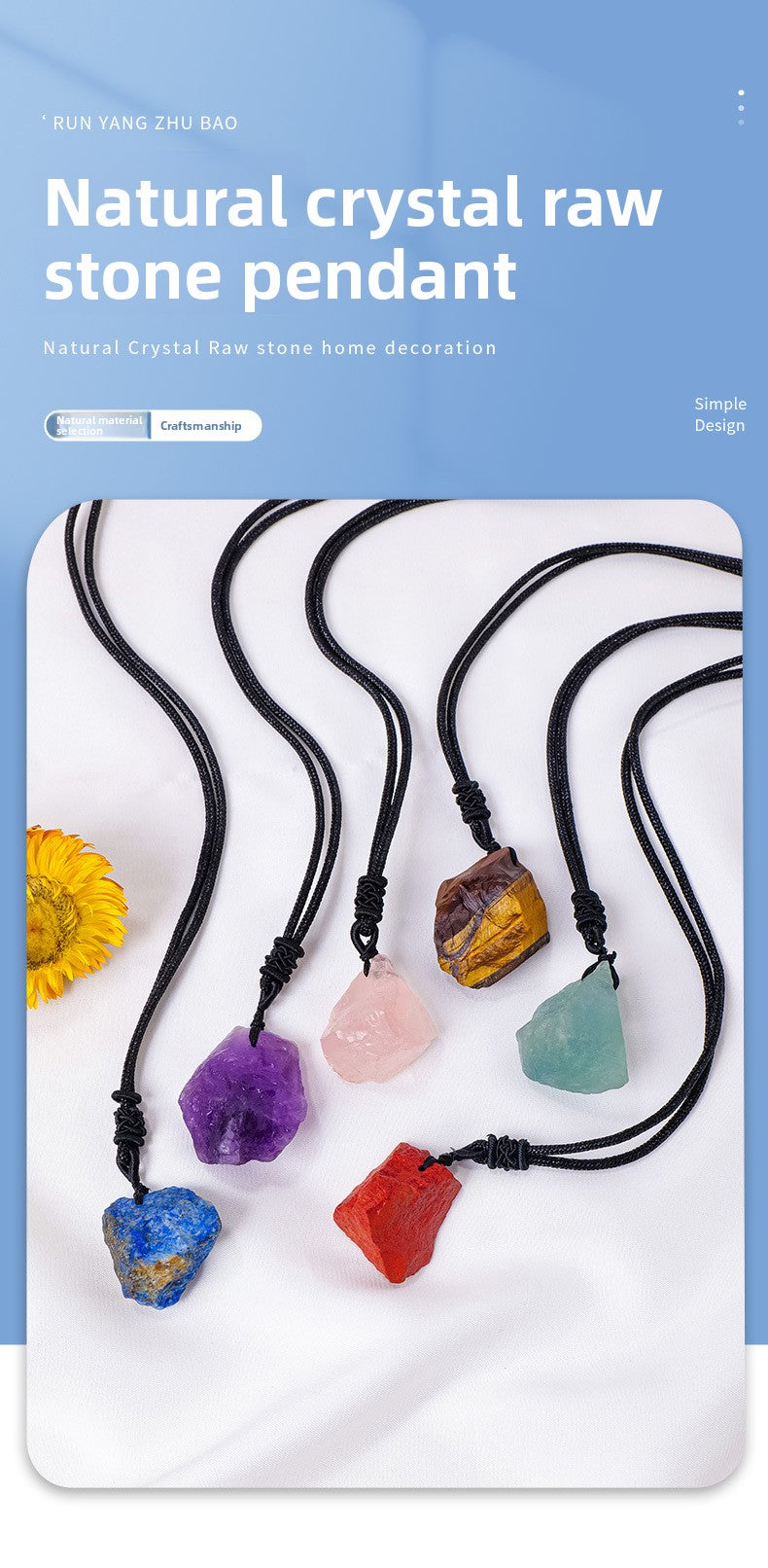 Eastern Mystiques Natural Crystal Rough Pendant Pink Crystal Amethyst Citrine Rough Necklace Jewelry Pendant Wholesale