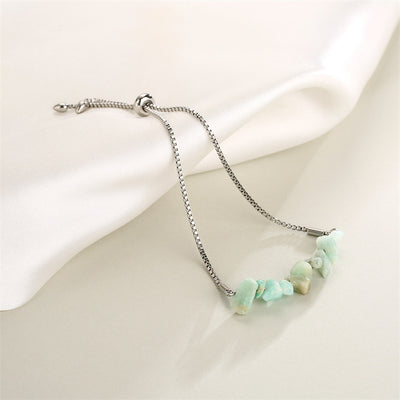 Eastern Mystiques Natural Crystal Bracelet Crushed Stone Beaded Handmade Adjustable Stainless Steel Chain Bracelet