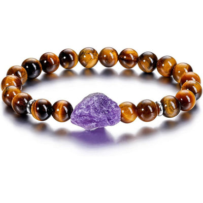Eastern Mystiques Fashion Amethyst Raw Stone Elastic Bracelet Irregular Natural Stone Energy Transfer Women's Bracelet