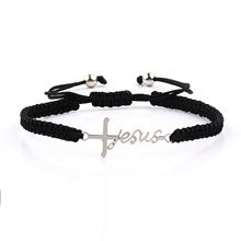 Eastern Mystiques Handmade Rope Woven Cross Bracelet Stainless Steel Pendant Birthday Gift Woven Steel Color Faith Cross Bracelet