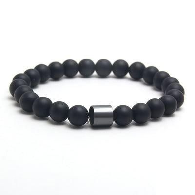 Eastern Mystiques Black Gallstone Volcanic Stone Tiger Eye Stone 8mm Natural Stone Beaded Bracelet Elastic Cord Bracelet