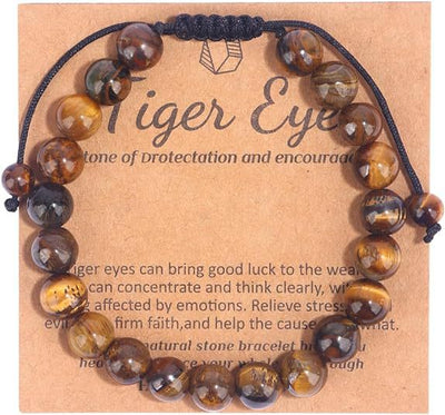 Eastern Mystiques Hot Selling Natural Stone with Card Paper Beaded Elastic Cord Bracelet Crystal Agate Tiger Eye Stone Wholesale Bracelet Jewelry