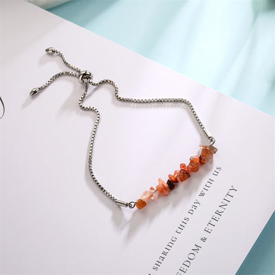 Eastern Mystiques Natural Crystal Bracelet Crushed Stone Beaded Handmade Adjustable Stainless Steel Chain Bracelet
