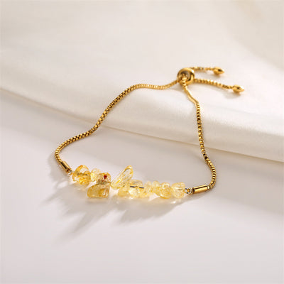 Eastern Mystiques Natural Crystal Bracelet Crushed Stone Beaded Handmade Adjustable Stainless Steel Chain Bracelet