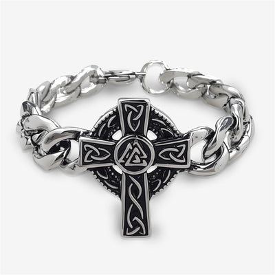 Eastern Mystiques 2025 Stainless Steel Hip-Hop Blackened Retro Men's Cross Bracelet Personality Trend Geometric Cool Style Hot Item
