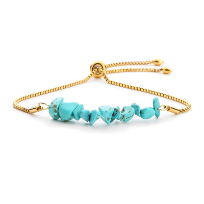 Eastern Mystiques Natural Crystal Bracelet Crushed Stone Beaded Handmade Adjustable Stainless Steel Chain Bracelet