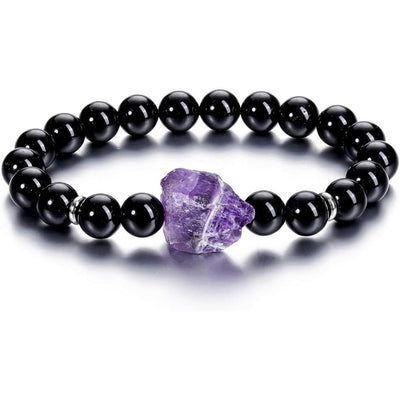 Eastern Mystiques Fashion Amethyst Raw Stone Elastic Bracelet Irregular Natural Stone Energy Transfer Women's Bracelet