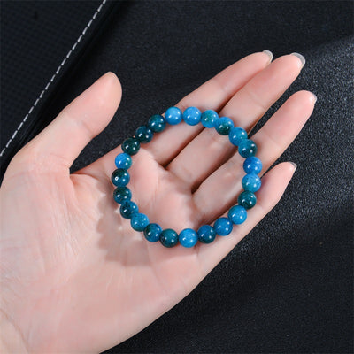 Eastern Mystiques Blue Apatite Amethyst Bracelet Handmade Natural Stone Agate Crystal Beads