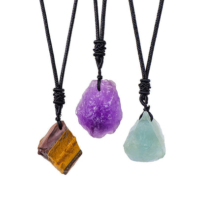 Eastern Mystiques Natural Crystal Rough Pendant Pink Crystal Amethyst Citrine Rough Necklace Jewelry Pendant Wholesale
