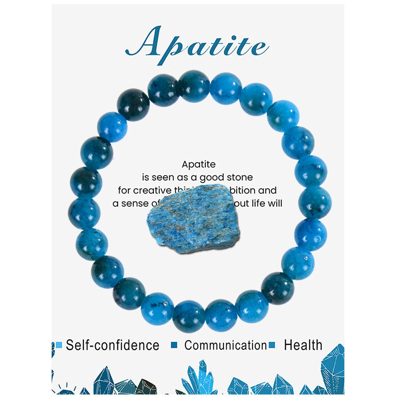Eastern Mystiques Blue Apatite Amethyst Bracelet Handmade Natural Stone Agate Crystal Beads