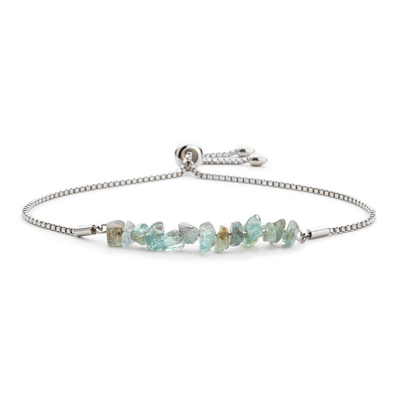 Eastern Mystiques Natural Crystal Bracelet Crushed Stone Beaded Handmade Adjustable Stainless Steel Chain Bracelet