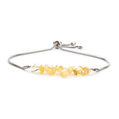 Eastern Mystiques Natural Crystal Bracelet Crushed Stone Beaded Handmade Adjustable Stainless Steel Chain Bracelet