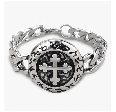 Eastern Mystiques 2025 Stainless Steel Hip-Hop Blackened Retro Men's Cross Bracelet Personality Trend Geometric Cool Style Hot Item
