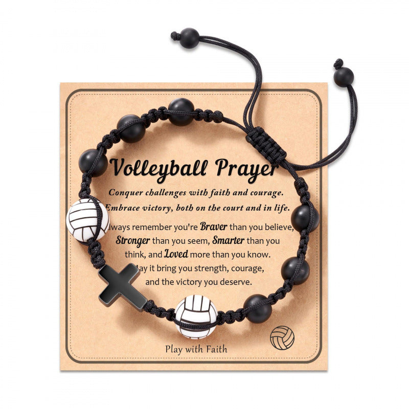 Eastern Mystiques Cross Movement Bracelet Handwoven ToMySon Gift Volleyball Soccer Baseball Black Matte Movement Bracelet