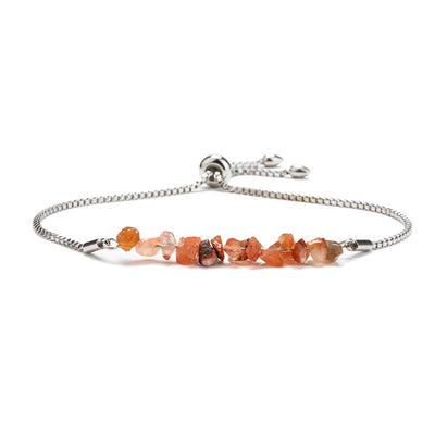 Eastern Mystiques Natural Crystal Bracelet Crushed Stone Beaded Handmade Adjustable Stainless Steel Chain Bracelet