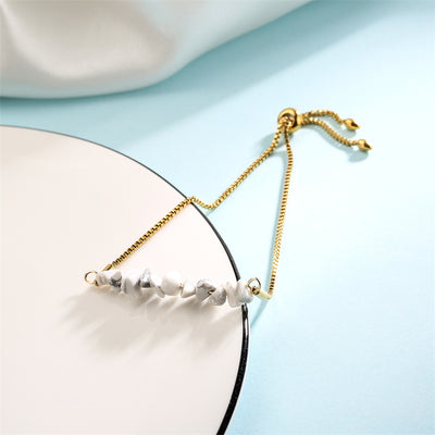 Eastern Mystiques Natural Crystal Bracelet Crushed Stone Beaded Handmade Adjustable Stainless Steel Chain Bracelet