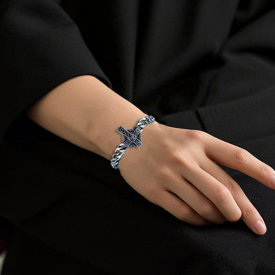 Eastern Mystiques 2025 Stainless Steel Hip-Hop Blackened Retro Men's Cross Bracelet Personality Trend Geometric Cool Style Hot Item