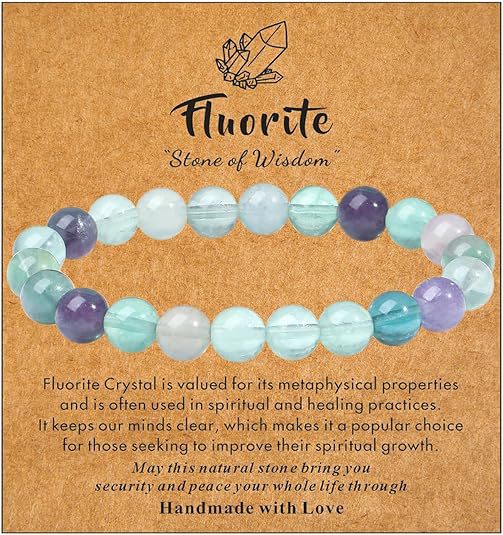 Eastern Mystiques Hot Selling Natural Stone with Card Paper Beaded Elastic Cord Bracelet Crystal Agate Tiger Eye Stone Wholesale Bracelet Jewelry