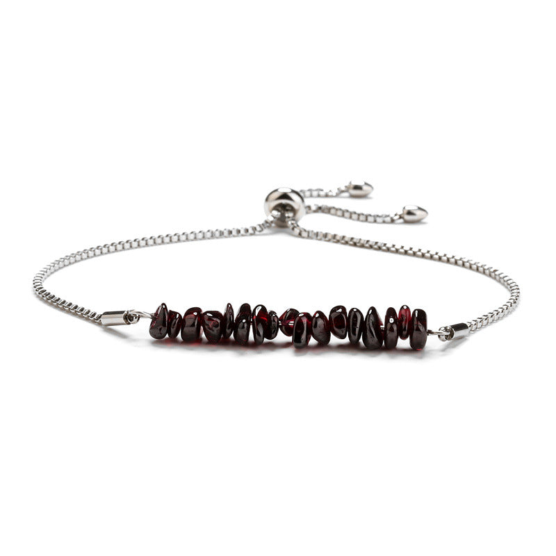 Eastern Mystiques Natural Crystal Bracelet Crushed Stone Beaded Handmade Adjustable Stainless Steel Chain Bracelet
