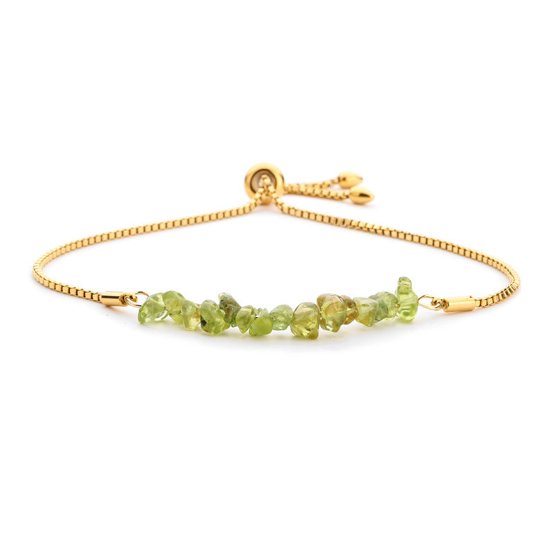 Eastern Mystiques Natural Crystal Bracelet Crushed Stone Beaded Handmade Adjustable Stainless Steel Chain Bracelet