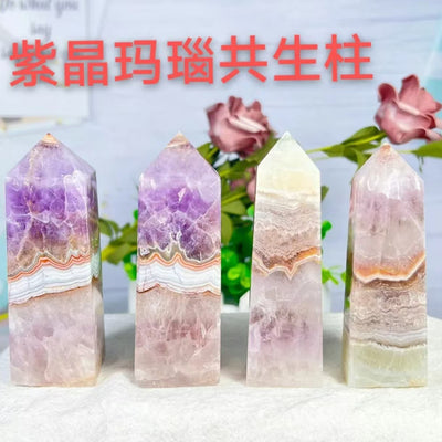 Eastern Mystiques Natural Crystal Hexagonal Column Amethyst Agate Column Amethyst Square Column Amethyst Rough Stone Wholesale Natural Crystal Raw Ore