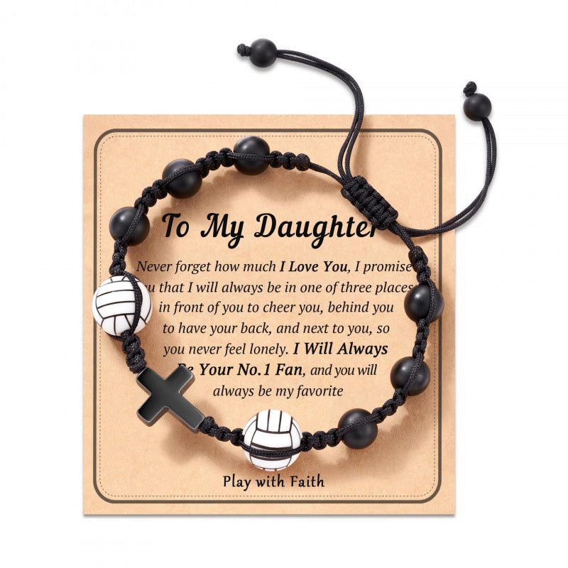 Eastern Mystiques Cross Movement Bracelet Handwoven ToMySon Gift Volleyball Soccer Baseball Black Matte Movement Bracelet
