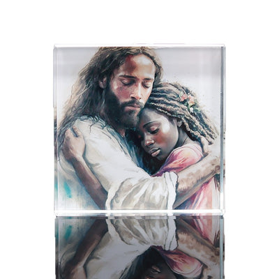 Eastern Mystiques African Black Madonna Crystal Print American Black Jesus Glass Coaster Christ