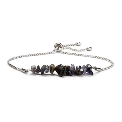 Eastern Mystiques Natural Crystal Bracelet Crushed Stone Beaded Handmade Adjustable Stainless Steel Chain Bracelet