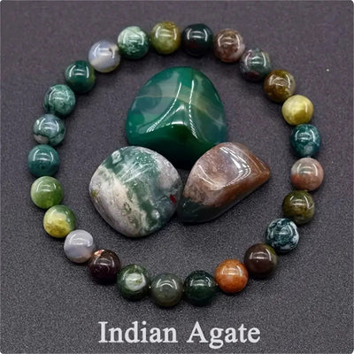 Eastern Mystiques Hot Sale 8mm Red Green Treasure Amethyst Sunstone Lapis Lazuli Tiger Eye Handmade Agate Crystal Green Aventurine Bracelet